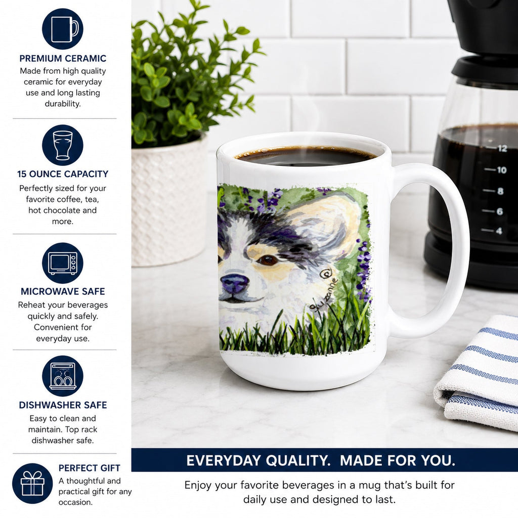 Chihuahua Ceramic Coffee Mug 15 oz Decorative Large C Handle Mug Cup for Tea, Cocoa Hot Chocolate