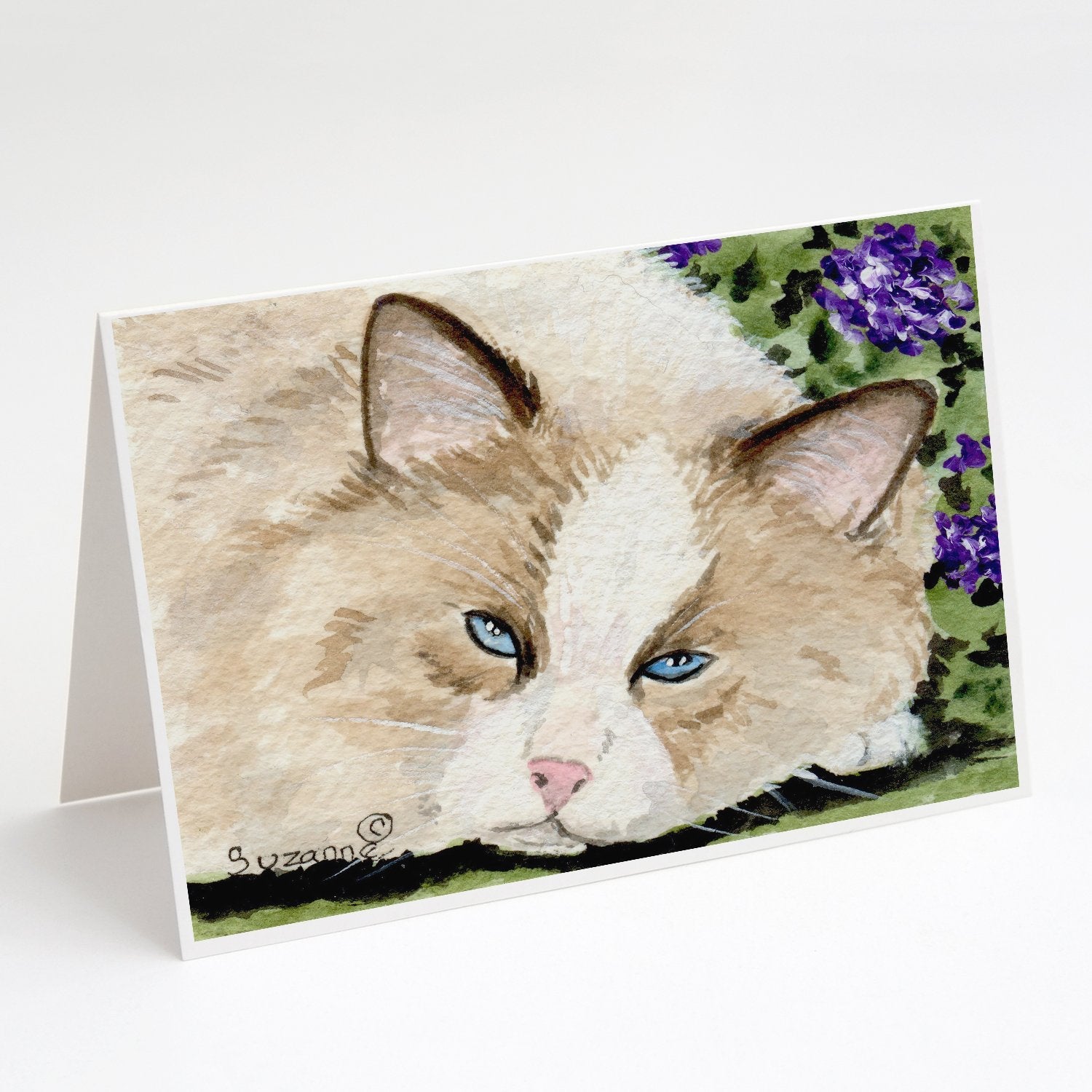 Cat Greeting Cards Pack of 8 Blank Cards with Envelopes Whimsical A7 Size 5x7