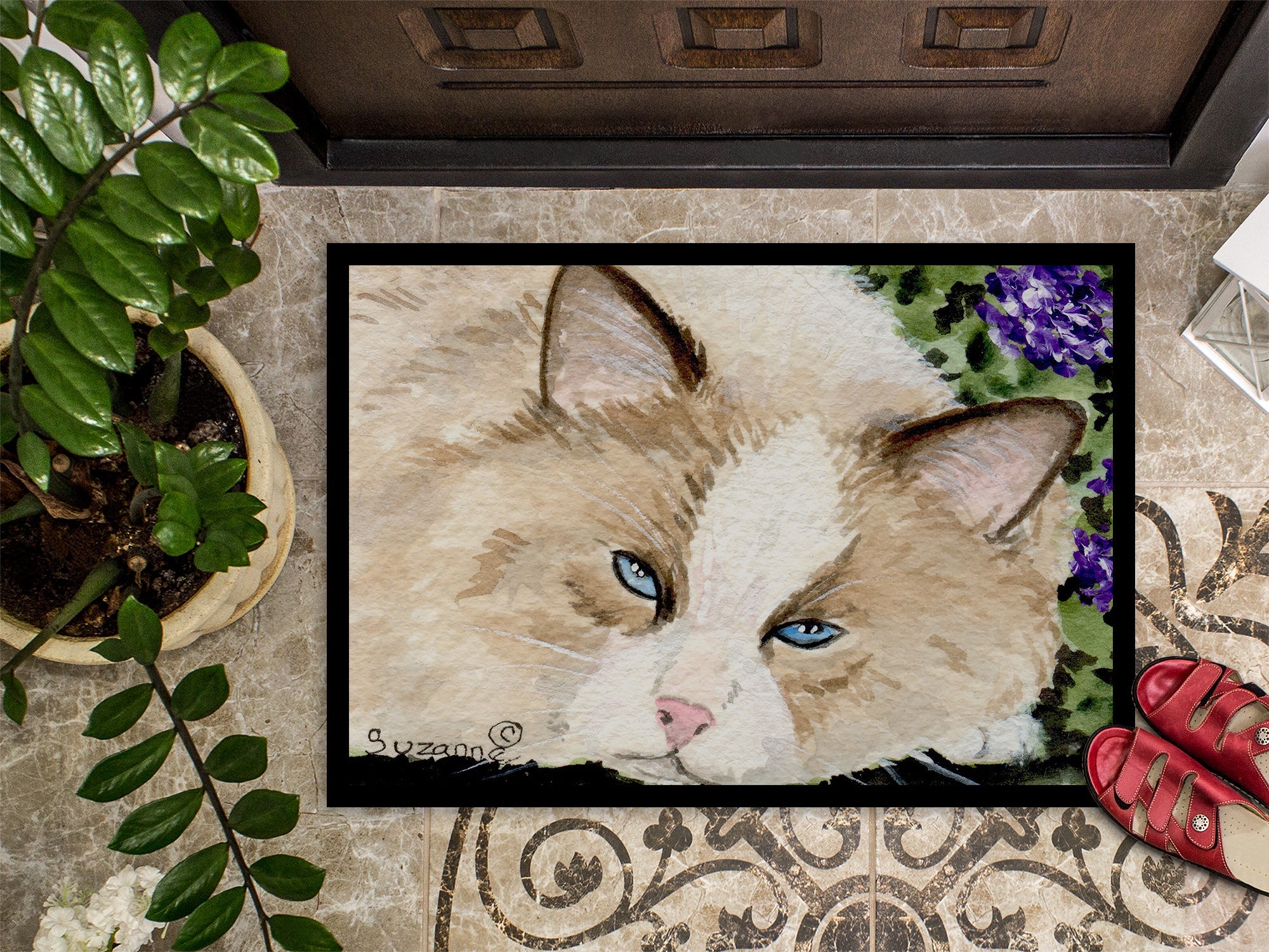 Cat Doormat Indoor Outdoor 24H X 36W Front Door Mat Rugs for Entryway, Non Slip Washable Low Pile,