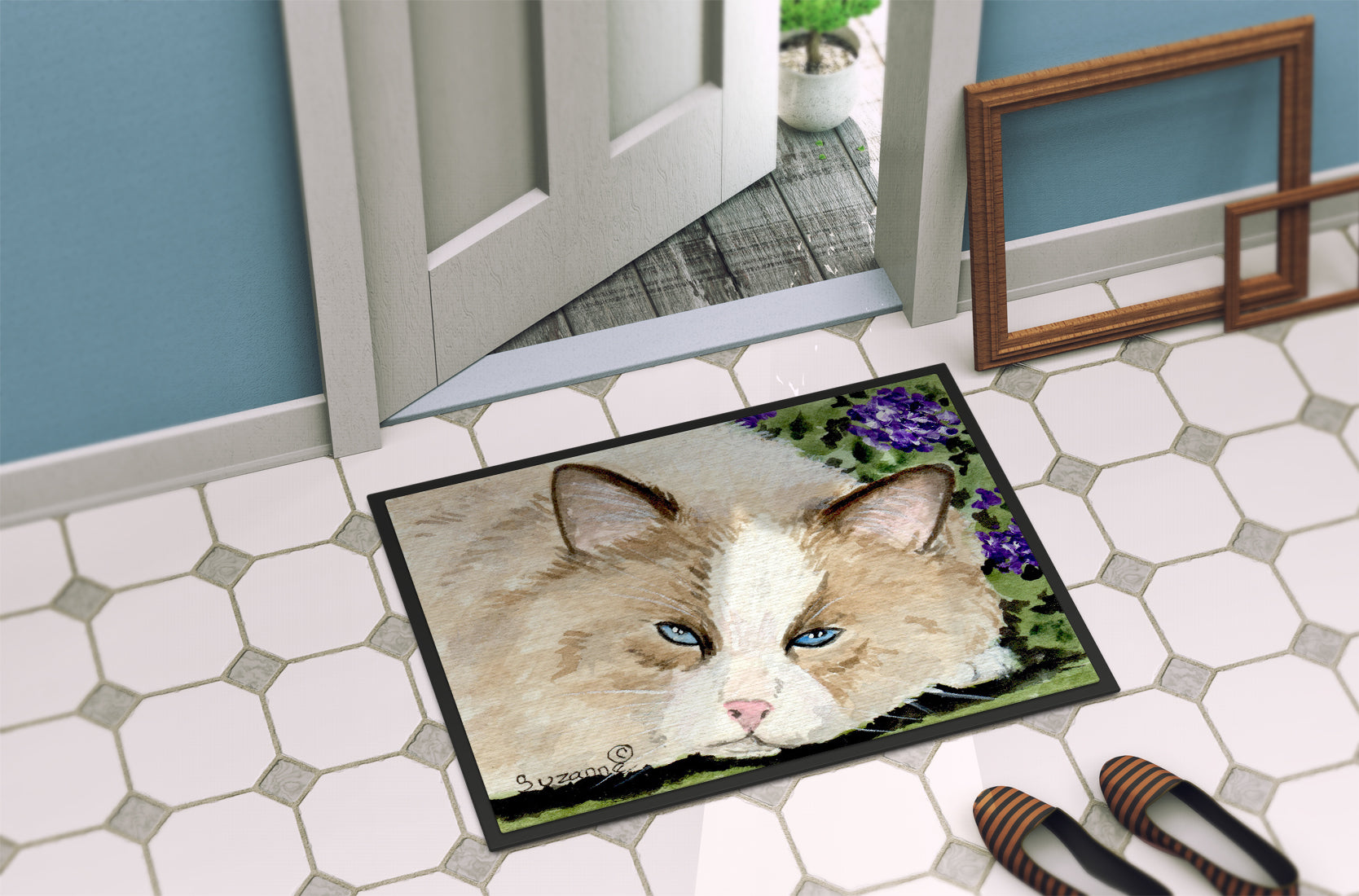 Cat Doormat Indoor Outdoor 24H X 36W Front Door Mat Rugs for Entryway, Non Slip Washable Low Pile,