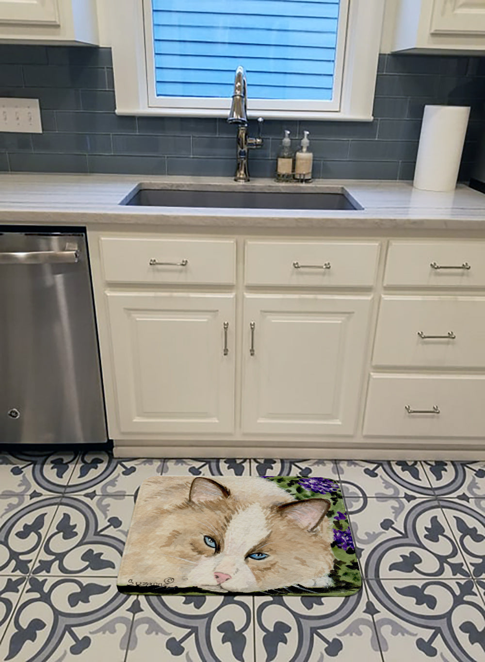 Cat Memory Foam Kitchen Mat Machine Washable Anti-Fatigue Cushion Comfort Bath or Kitchen Rug