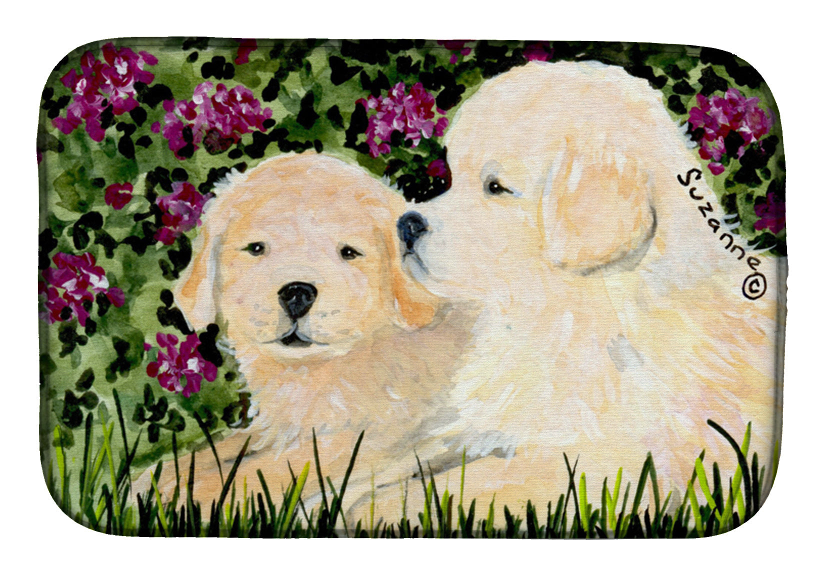 Golden Retriever Dish Drying Mat Absorbent Dish Drying Mat Pad for Kitchen Counter Dish Drainer Mat for Countertop, 14 x 21", Multicolor