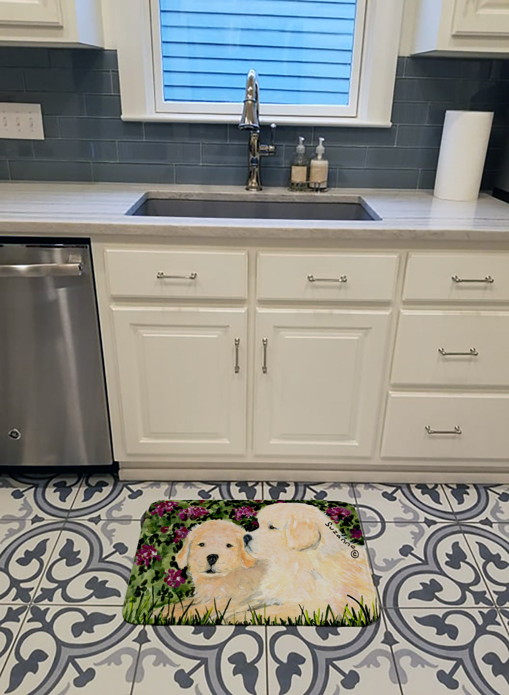 Golden Retriever Memory Foam Kitchen Mat Machine Washable Anti-Fatigue Cushion Comfort Bath or Kitchen Rug