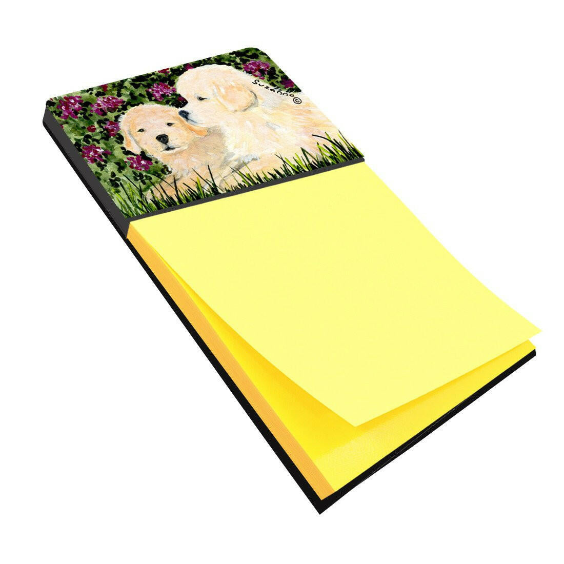 Golden Retriever Watercolor Sticky Note Holder Refillable Dispenser Desk Accessory 3x3 Pad Gift