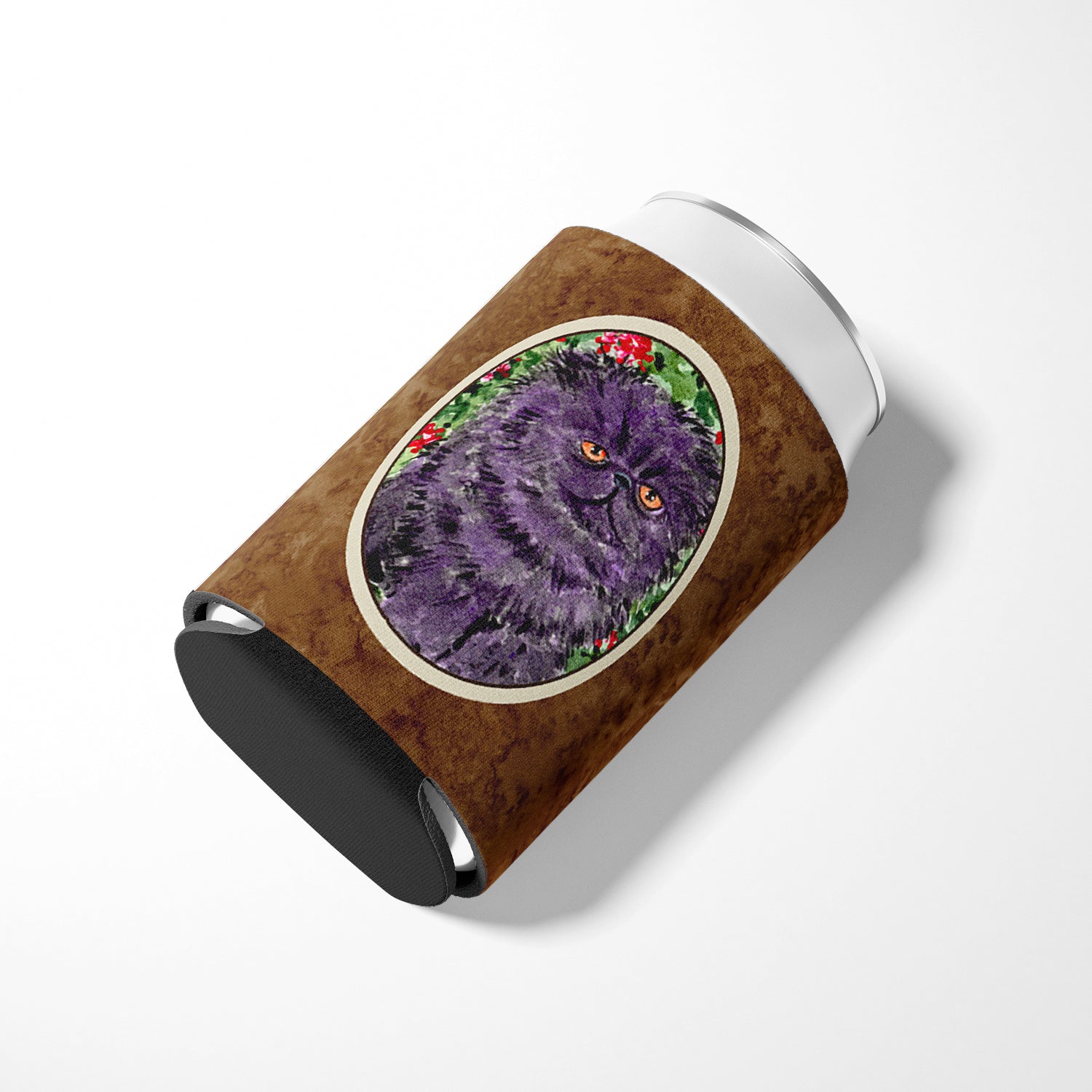 Persian Cat Can or Bottle Hugger Cooler Sleeve for Standard 12 oz Cans, Insulated Foam Beer & Soda Can Hugger Reusable