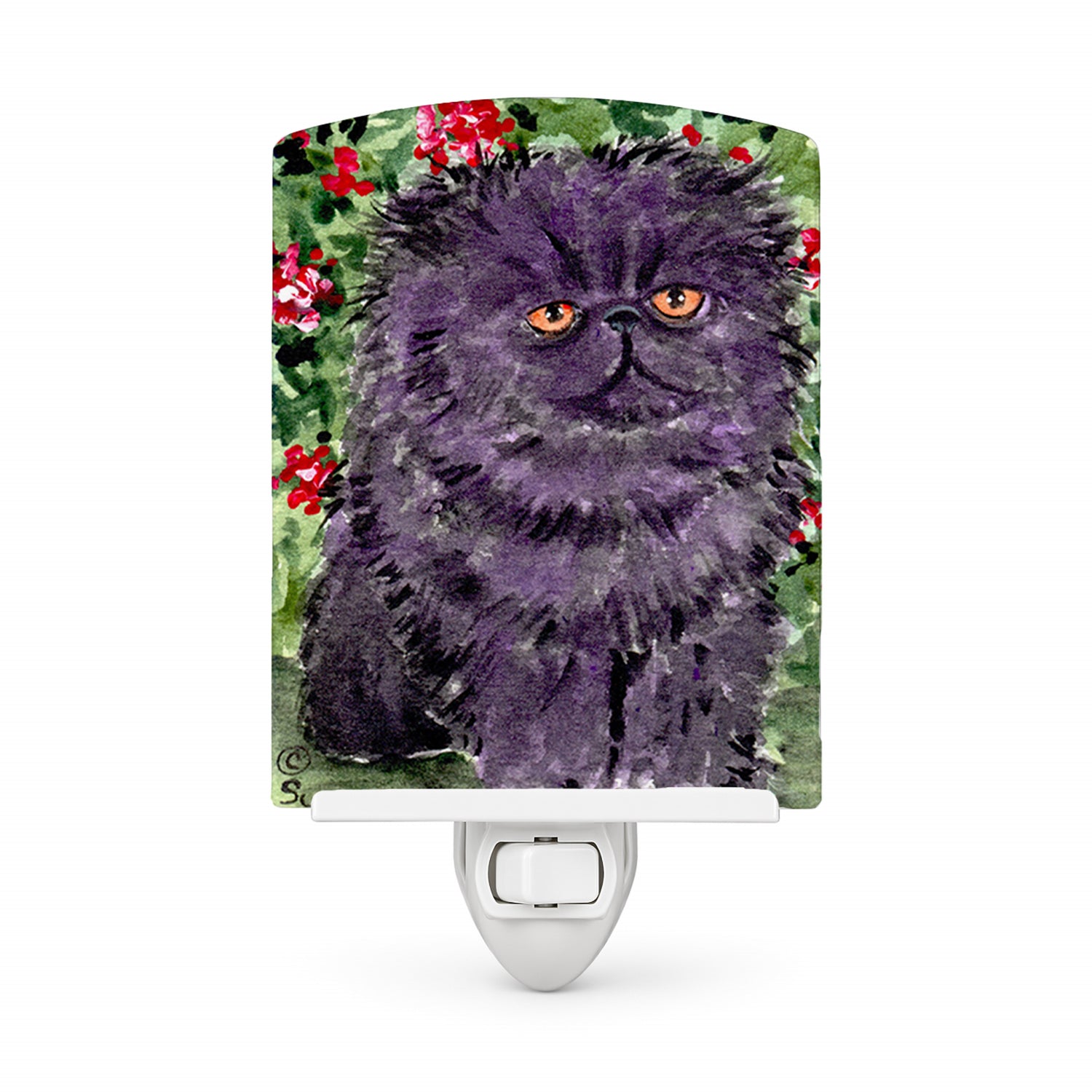 Persian Cat Ceramic Night Light Compact, UL-Certified, Ideal for Bedroom, Bathroom, Nursery, Hallway, Kitchen, 6x4x3, Multicolor