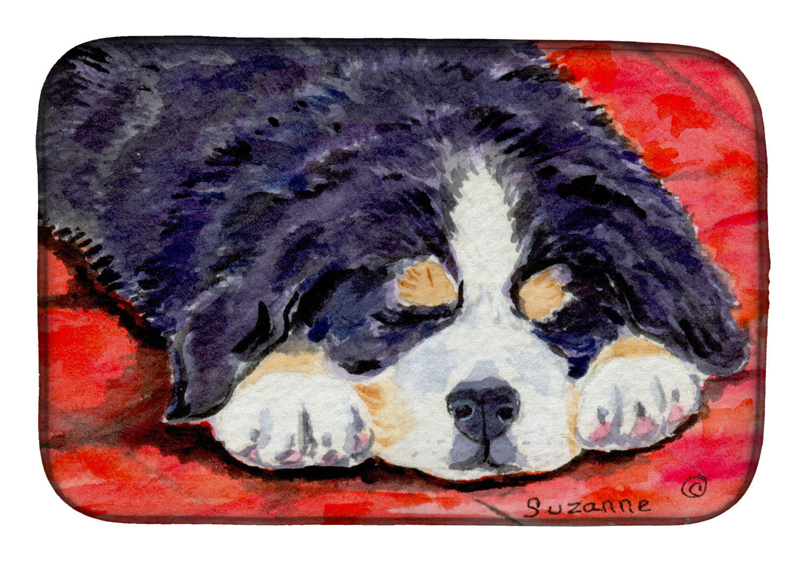 Bernese Mountain Dog Dish Drying Mat Absorbent Dish Drying Mat Pad for Kitchen Counter Dish Drainer Mat for Countertop, 14 x 21", Multicolor