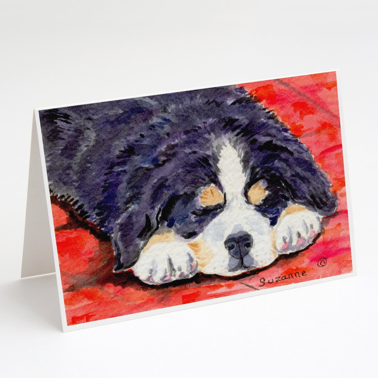 Bernese Mountain Dog Greeting Cards Pack of 8 Blank Cards with Envelopes Whimsical A7 Size 5x7