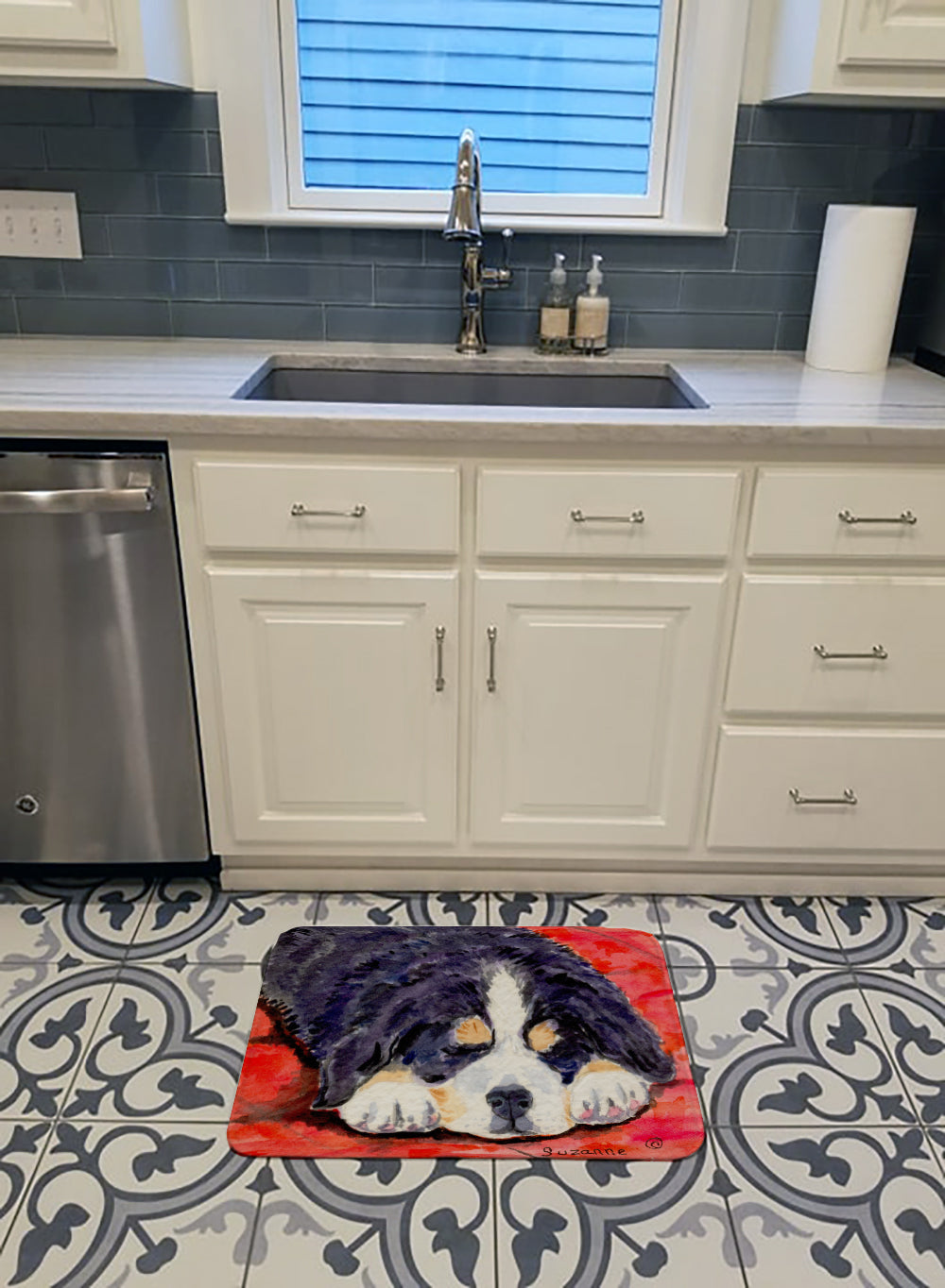 Bernese Mountain Dog Memory Foam Kitchen Mat Machine Washable Anti-Fatigue Cushion Comfort Bath or Kitchen Rug