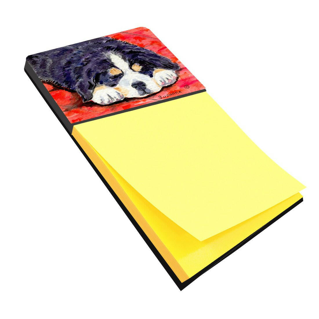 Bernese Mountain Dog Watercolor Sticky Note Holder Refillable Dispenser Desk Accessory 3x3 Pad Gift
