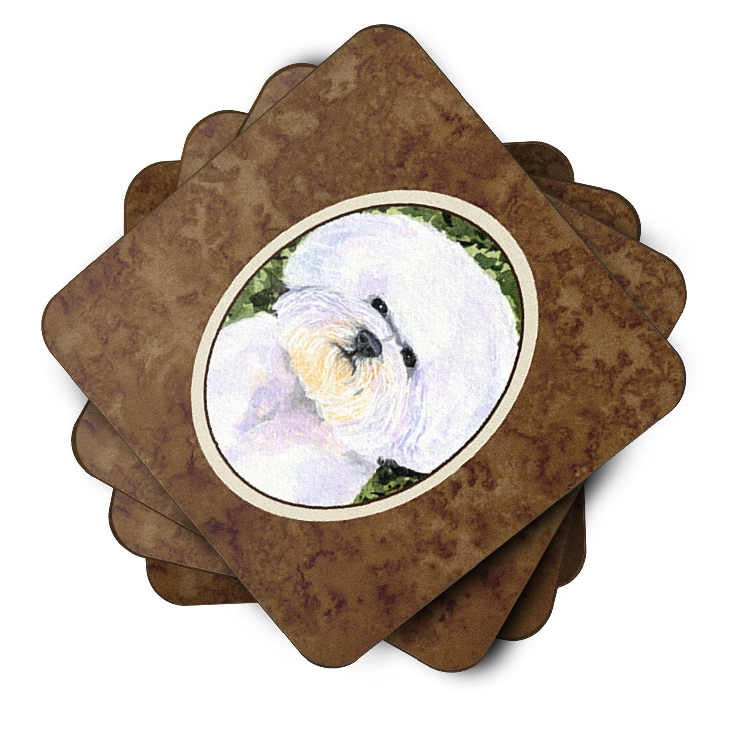 Bichon Frise Foam Coasters Set of 4 Cup Coasters for Indoor Outdoor, Tabletop Protection, Anti Slip, Mouse pad Material