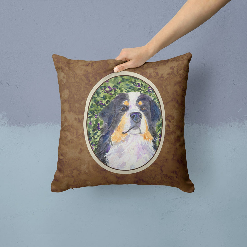 Bernese Mountain Dog Decorative Throw Pillow 14x14 Indoor Outdoor Accent Cushion, Fabric Cover with Insert for Sofa, Bed, Porch & Living Room