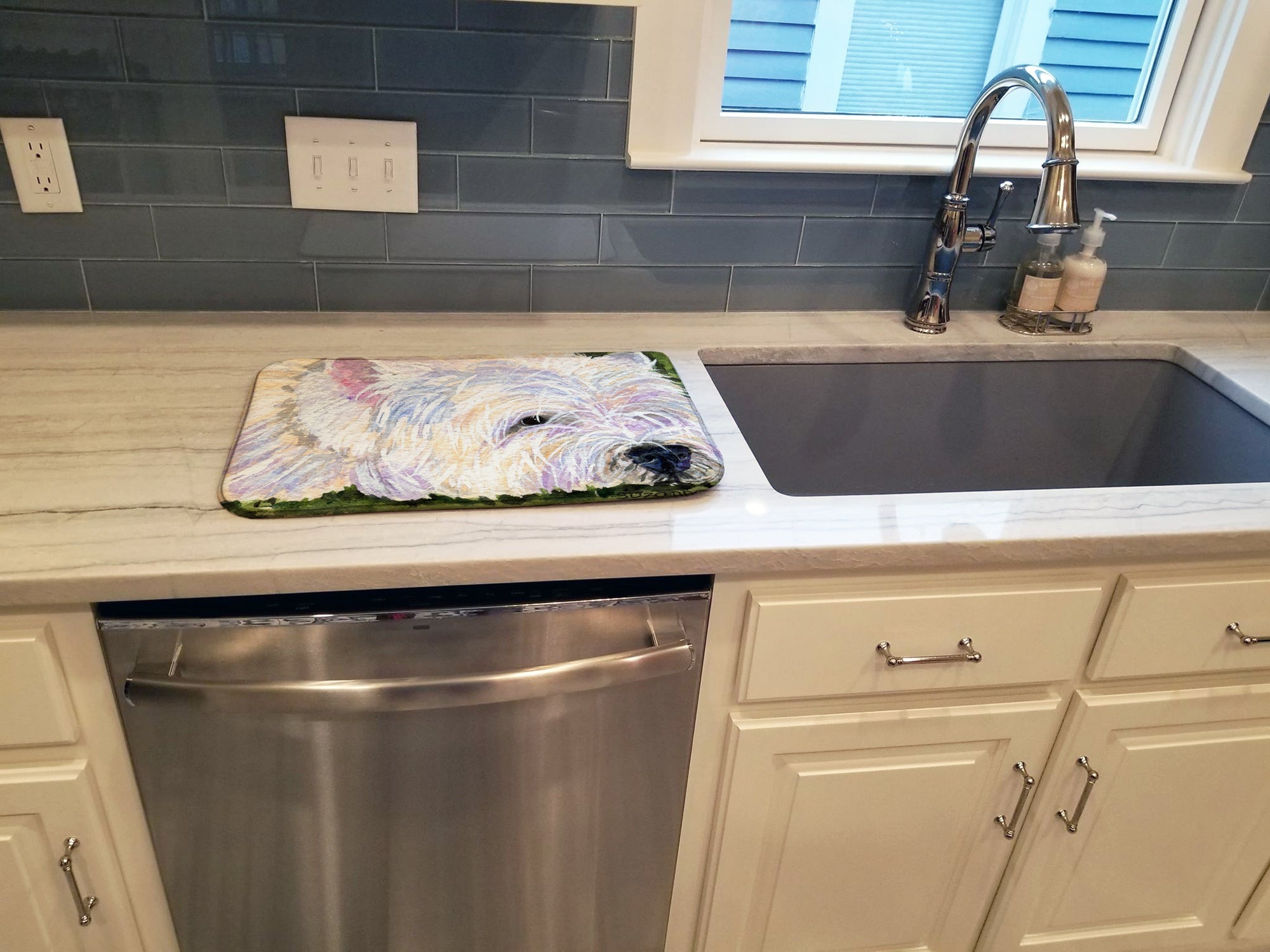 Westie Dish Drying Mat Absorbent Dish Drying Mat Pad for Kitchen Counter Dish Drainer Mat for Countertop, 14 x 21", Multicolor