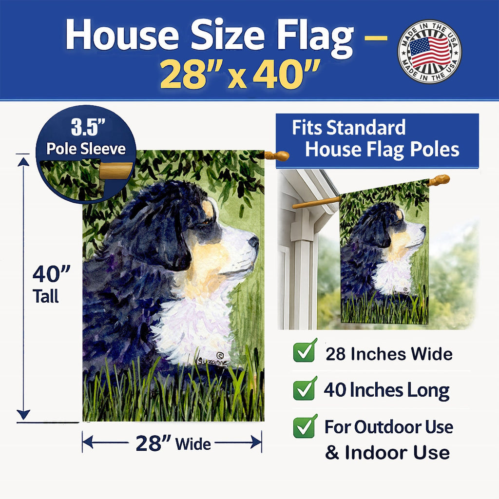 Bernese Mountain Dog House Flag 28x40 Porch Sleeve Pole Decorative Outside Yard Banner Artwork Wall Hanging, Polyester