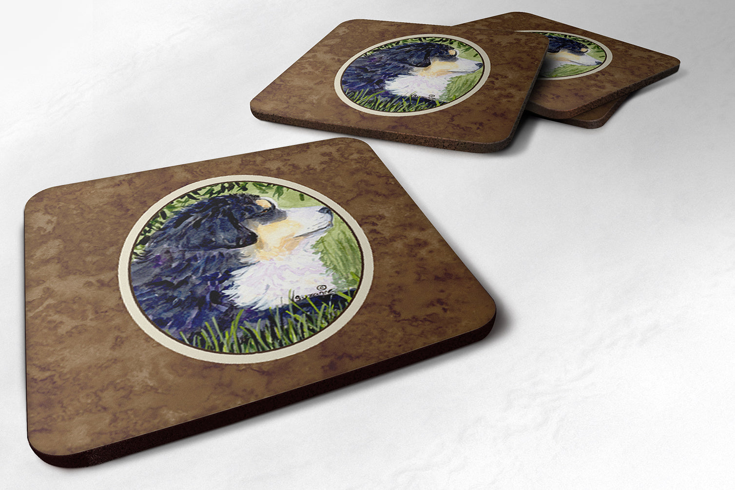 Bernese Mountain Dog Foam Coasters Set of 4 Cup Coasters for Indoor Outdoor, Tabletop Protection, Anti Slip, Mouse pad Material