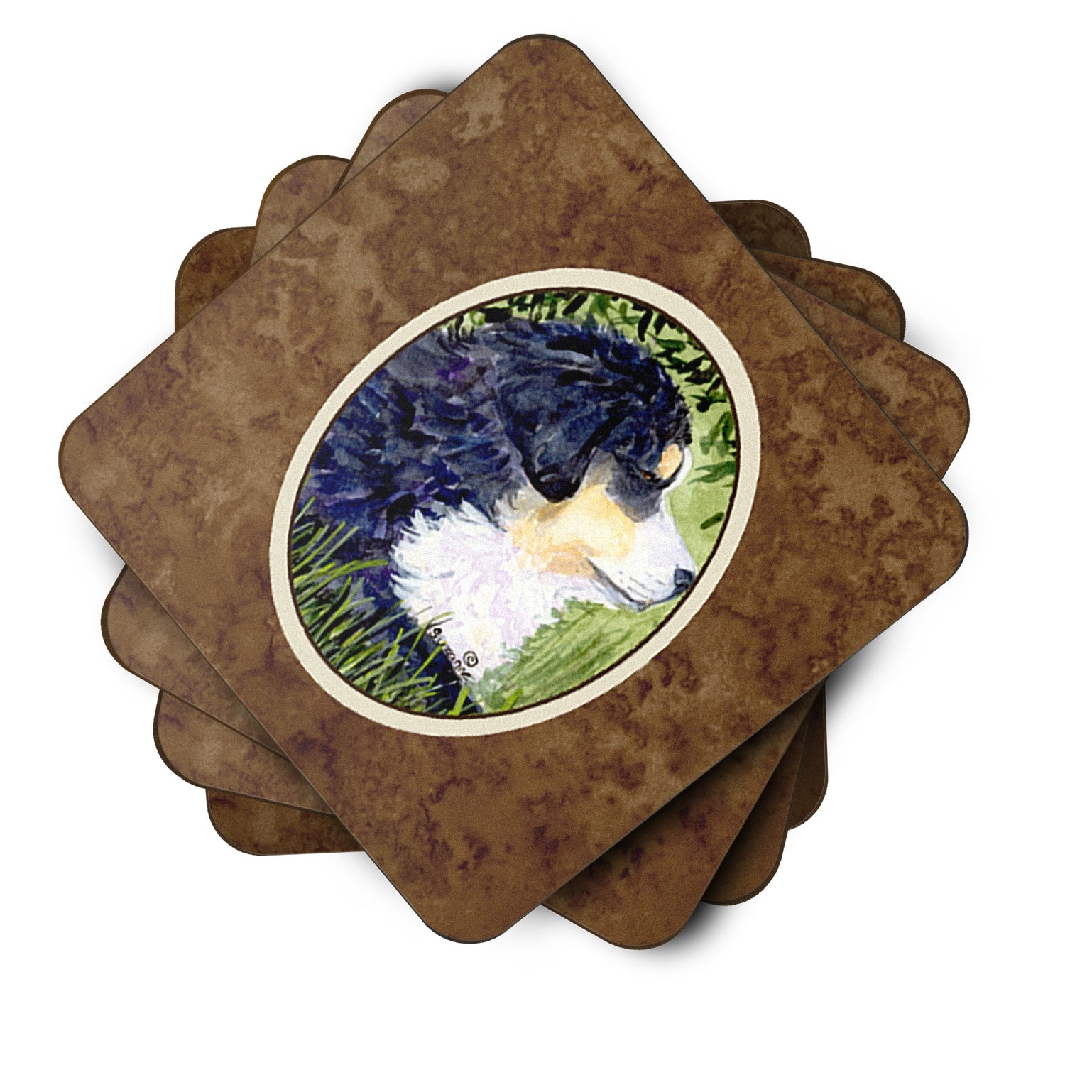 Bernese Mountain Dog Foam Coasters Set of 4 Cup Coasters for Indoor Outdoor, Tabletop Protection, Anti Slip, Mouse pad Material