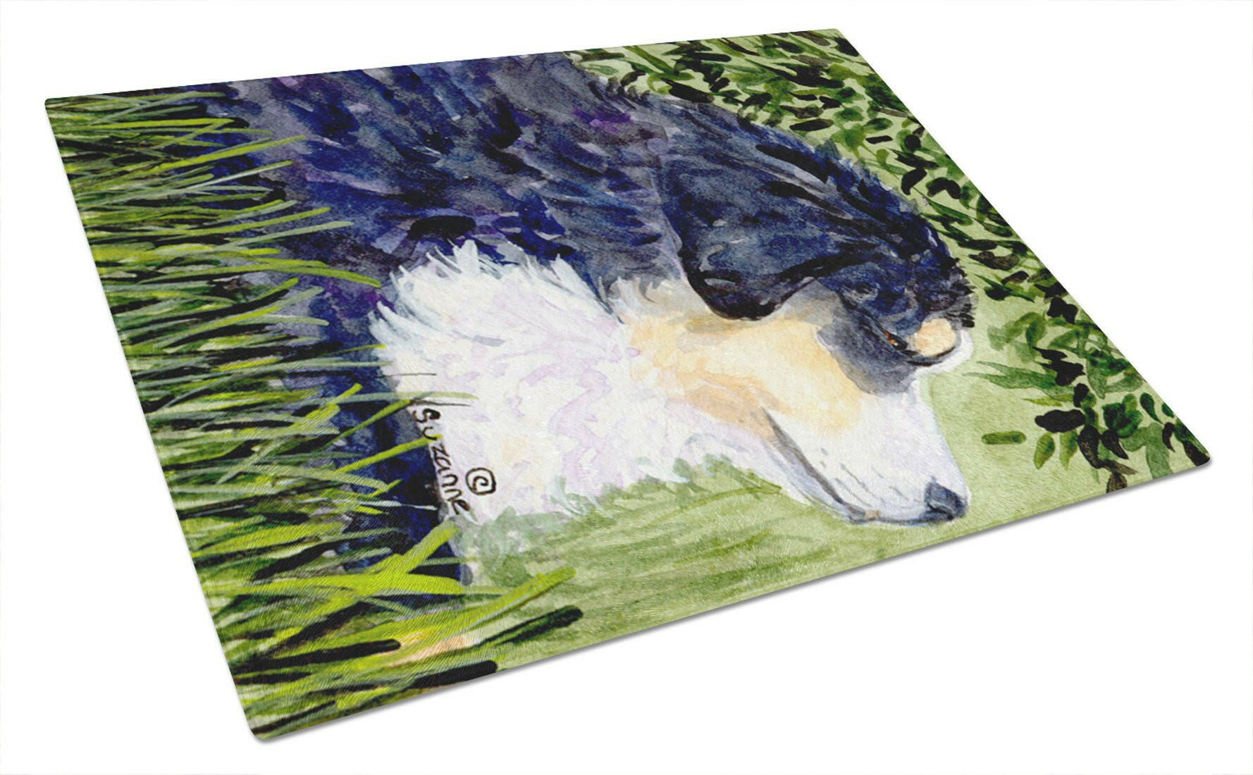 Bernese Mountain Dog Cutting Board Tempered Glass Kitchen Cutting Surface, Heat Resistant Chopping, Non-Slip Feet, Food Prep & Serving