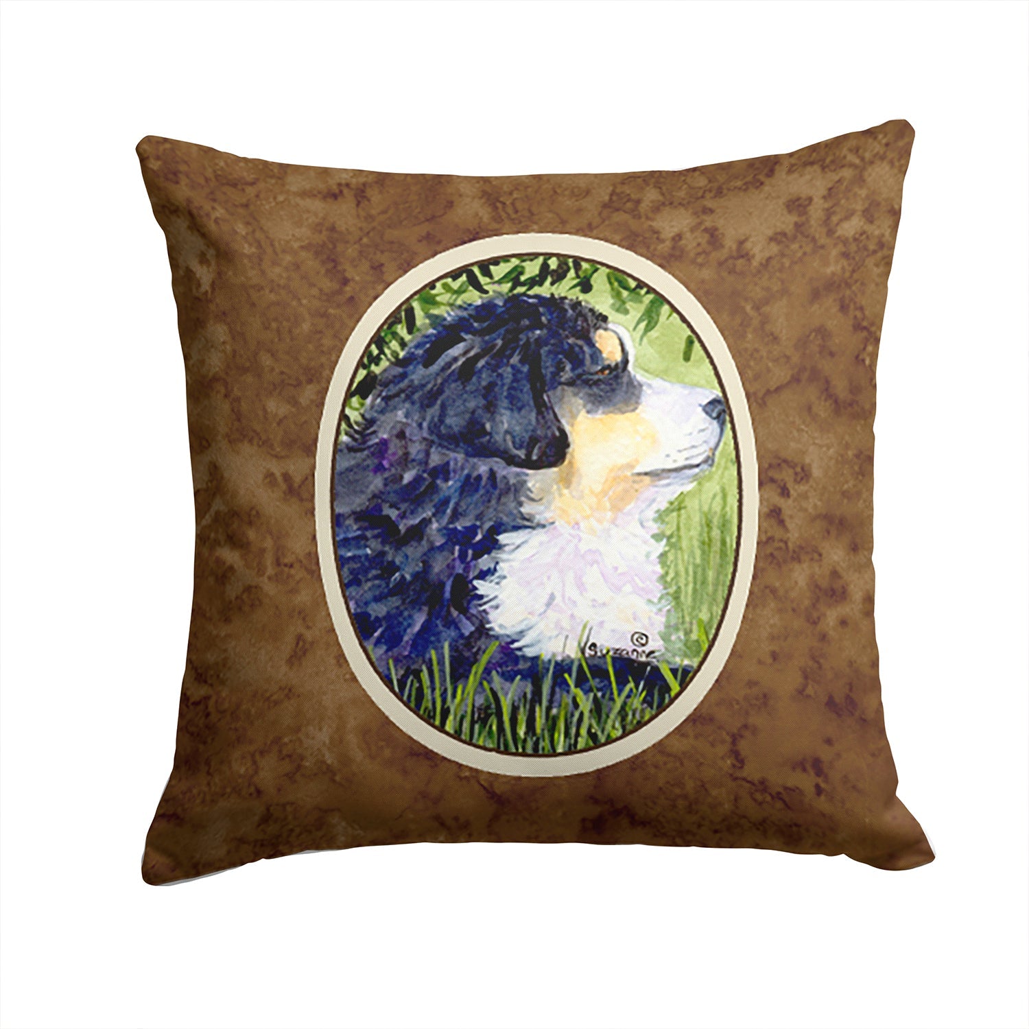Bernese Mountain Dog Decorative Throw Pillow 14x14 Indoor Outdoor Accent Cushion, Fabric Cover with Insert for Sofa, Bed, Porch & Living Room