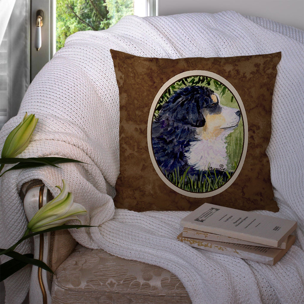 Bernese Mountain Dog Decorative Throw Pillow 14x14 Indoor Outdoor Accent Cushion, Fabric Cover with Insert for Sofa, Bed, Porch & Living Room