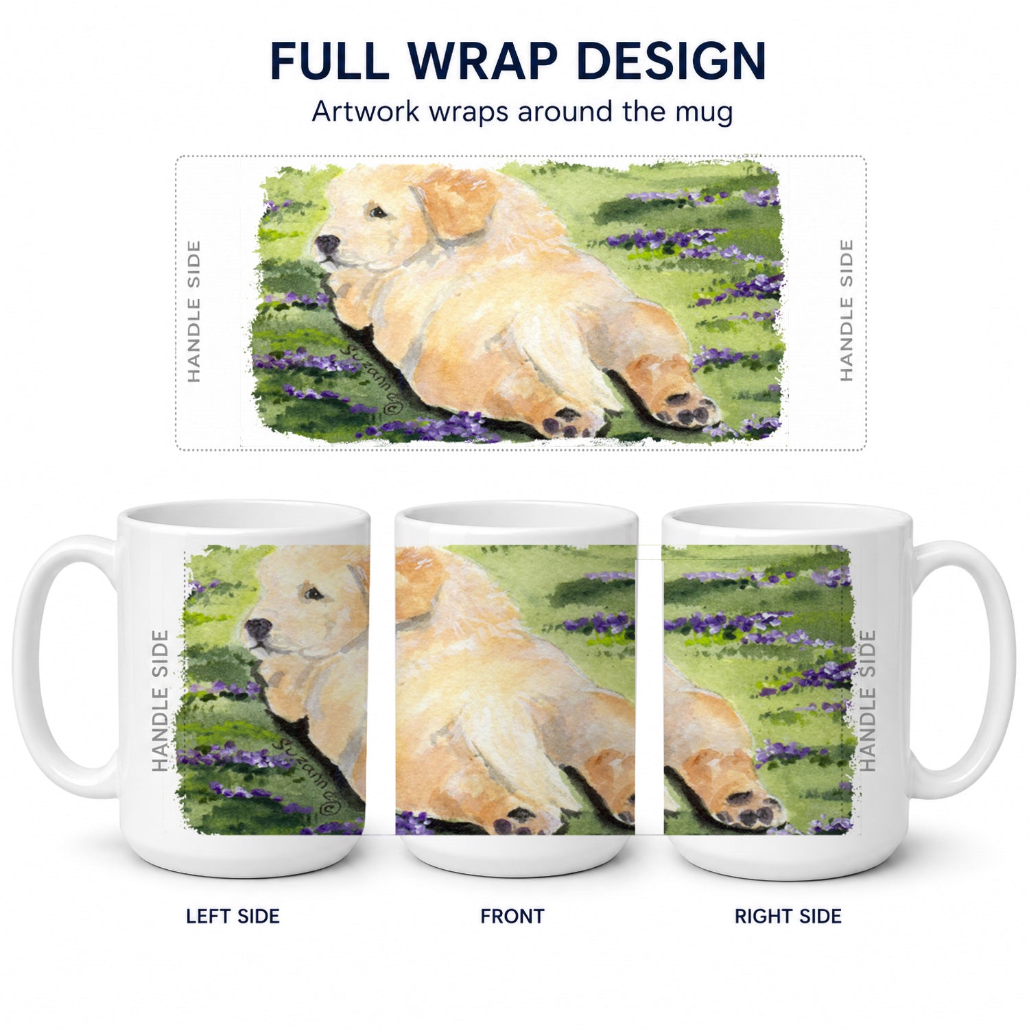 Golden Retriever Ceramic Coffee Mug 15 oz Decorative Large C Handle Mug Cup for Tea, Cocoa Hot Chocolate