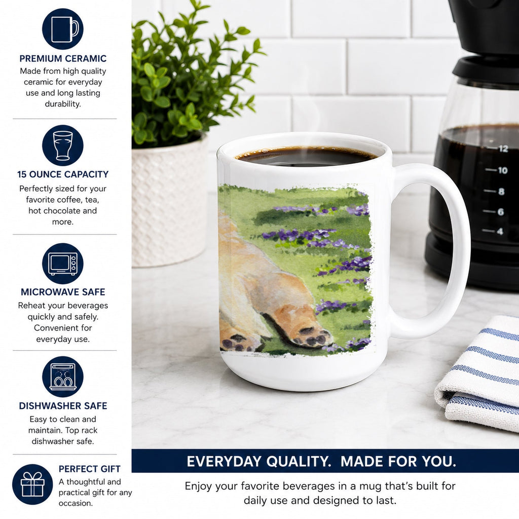 Golden Retriever Ceramic Coffee Mug 15 oz Decorative Large C Handle Mug Cup for Tea, Cocoa Hot Chocolate
