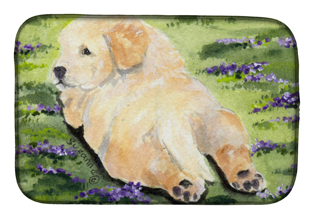 Golden Retriever Dish Drying Mat Absorbent Dish Drying Mat Pad for Kitchen Counter Dish Drainer Mat for Countertop, 14 x 21", Multicolor