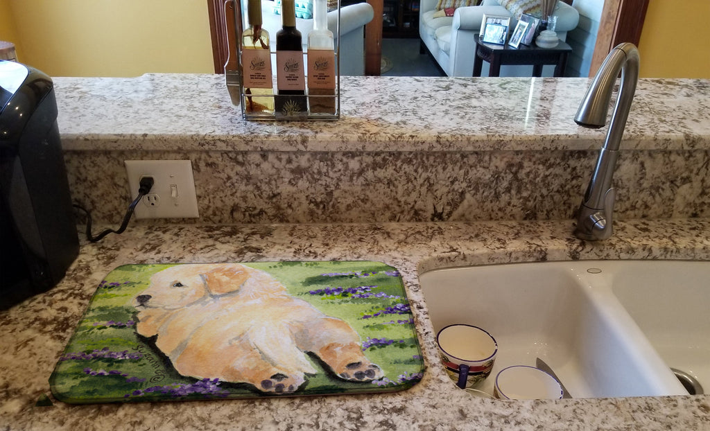 Golden Retriever Dish Drying Mat Absorbent Dish Drying Mat Pad for Kitchen Counter Dish Drainer Mat for Countertop, 14 x 21", Multicolor