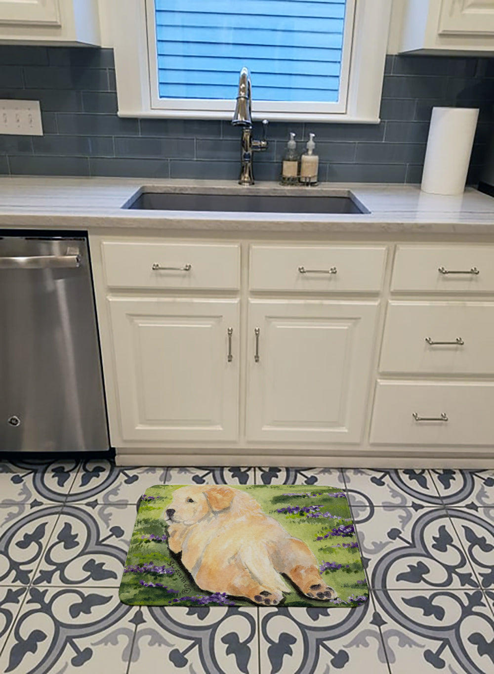 Golden Retriever Memory Foam Kitchen Mat Machine Washable Anti-Fatigue Cushion Comfort Bath or Kitchen Rug