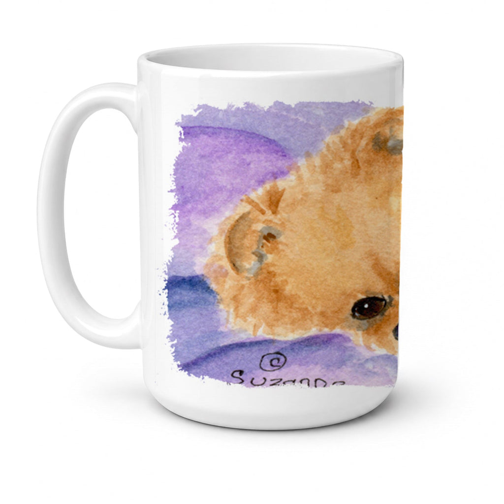 Pomeranian Ceramic Coffee Mug 15 oz Decorative Large C Handle Mug Cup for Tea, Cocoa Hot Chocolate