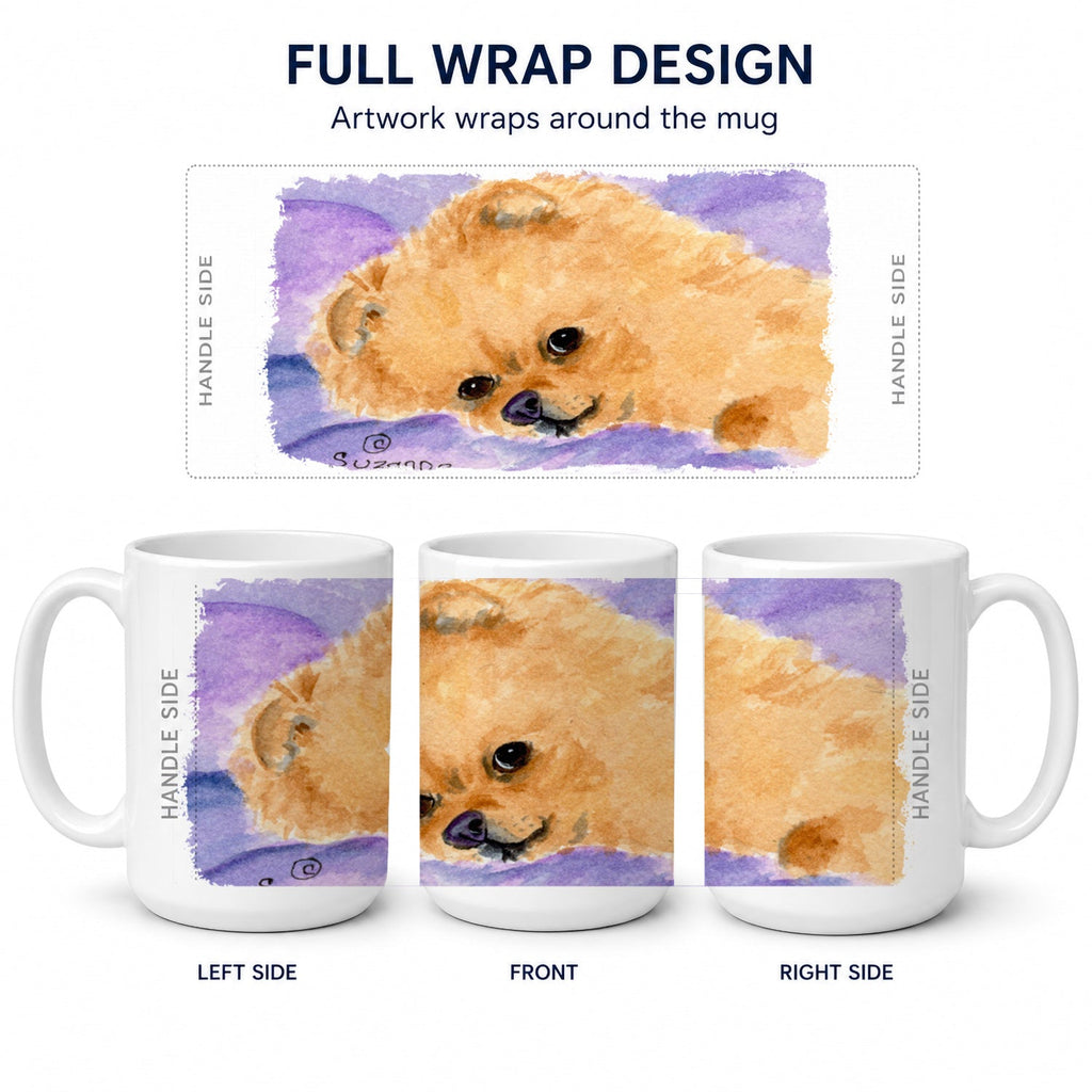 Pomeranian Ceramic Coffee Mug 15 oz Decorative Large C Handle Mug Cup for Tea, Cocoa Hot Chocolate