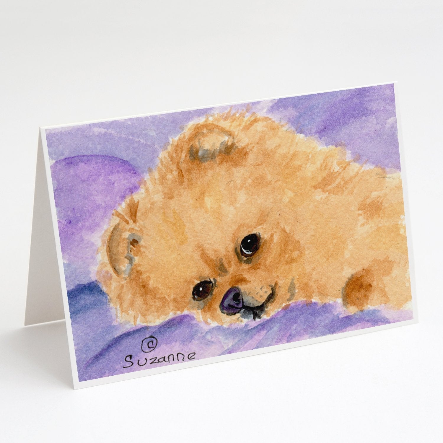 Pomeranian Greeting Cards Pack of 8 Blank Cards with Envelopes Whimsical A7 Size 5x7