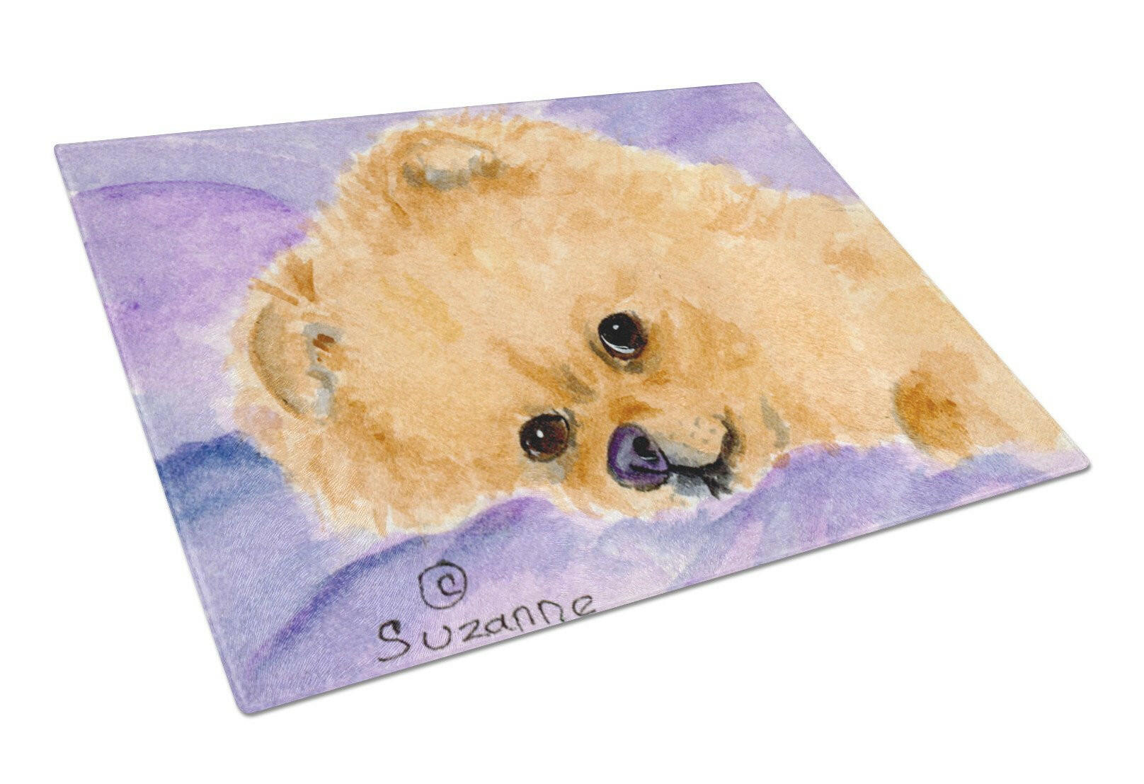 Pomeranian Cutting Board Tempered Glass Kitchen Cutting Surface, Heat Resistant Chopping, Non-Slip Feet, Food Prep & Serving