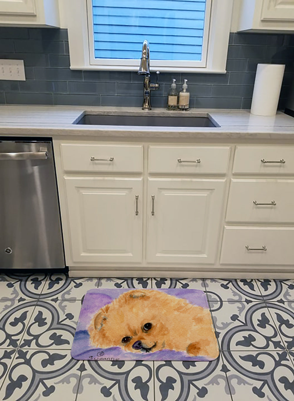 Pomeranian Memory Foam Kitchen Mat Machine Washable Anti-Fatigue Cushion Comfort Bath or Kitchen Rug