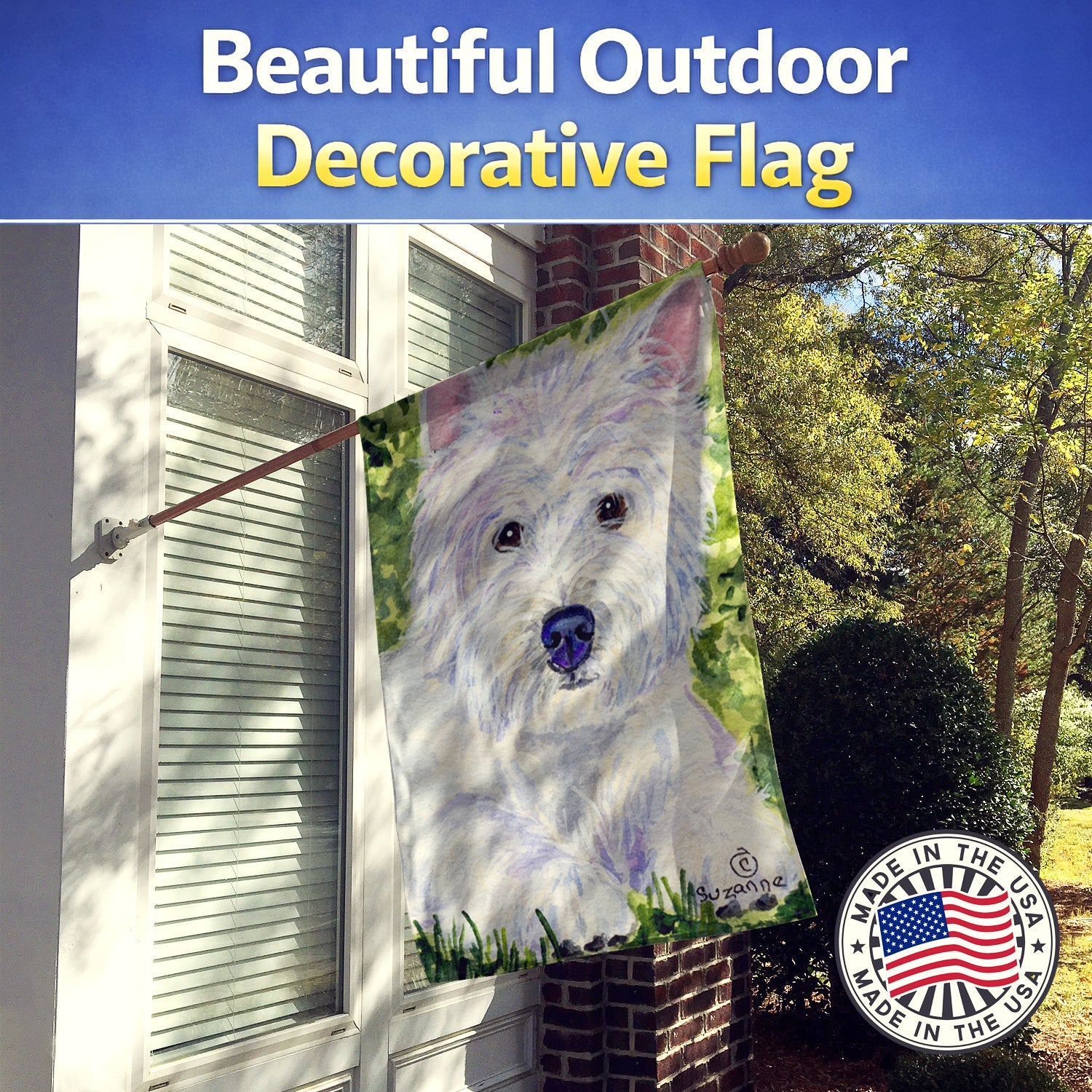 Westie House Flag 28x40 Porch Sleeve Pole Decorative Outside Yard Banner Artwork Wall Hanging, Polyester