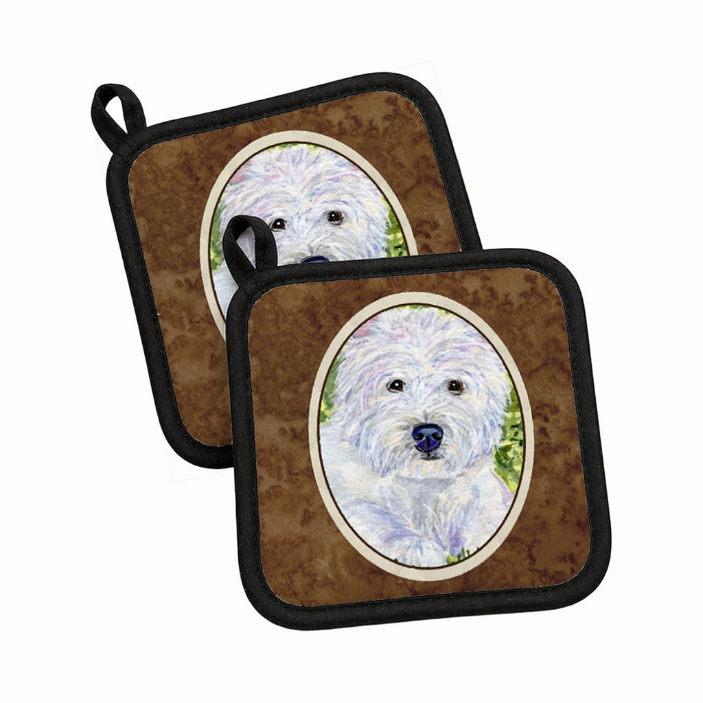 Westie Pot Holder Set of 2 Heat Resistant Quilted Hot Pads 7.5 x 7.5 Inch, Insulated Kitchen Trivets for Cooking & Baking