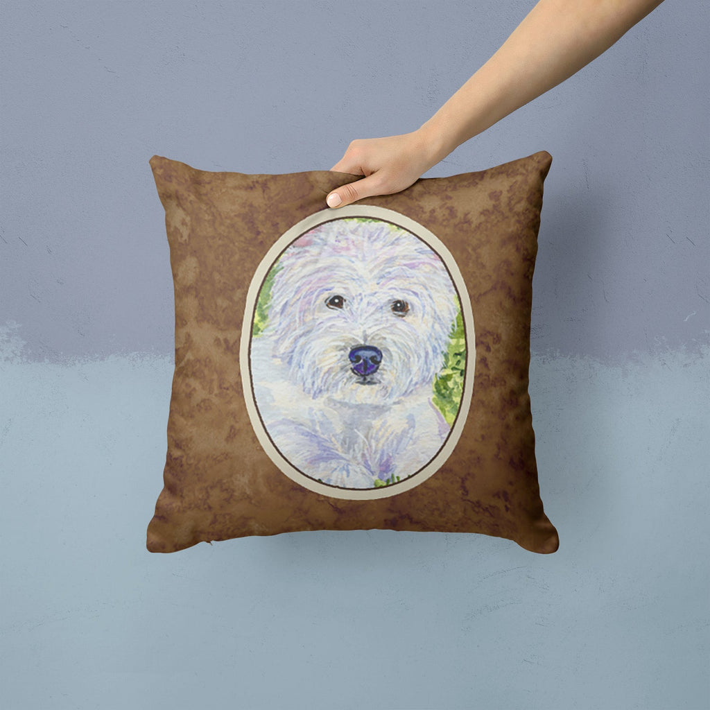 Westie Decorative Throw Pillow 14x14 Indoor Outdoor Accent Cushion, Fabric Cover with Insert for Sofa, Bed, Porch & Living Room