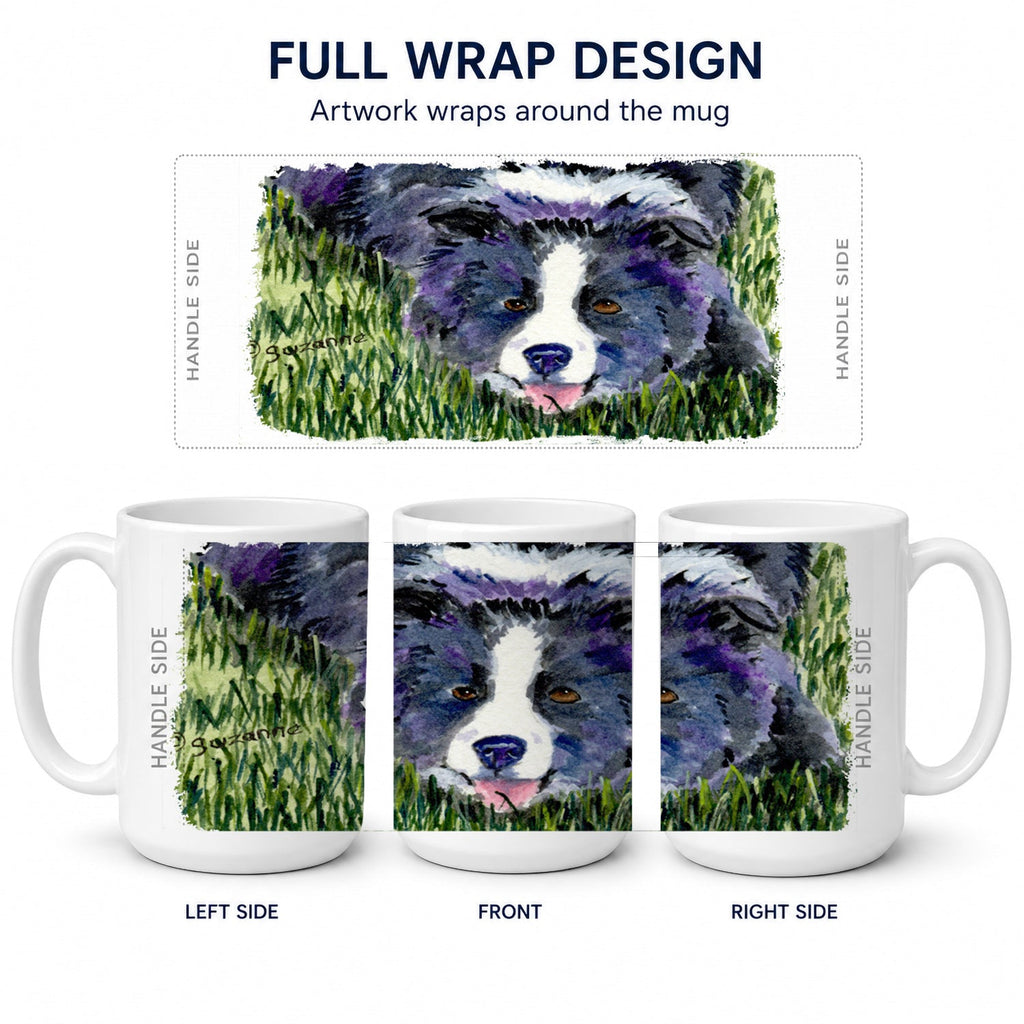 Border Collie Ceramic Coffee Mug 15 oz Decorative Large C Handle Mug Cup for Tea, Cocoa Hot Chocolate