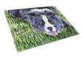 Border Collie Cutting Board Tempered Glass Kitchen Cutting Surface, Heat Resistant Chopping, Non-Slip Feet, Food Prep & Serving