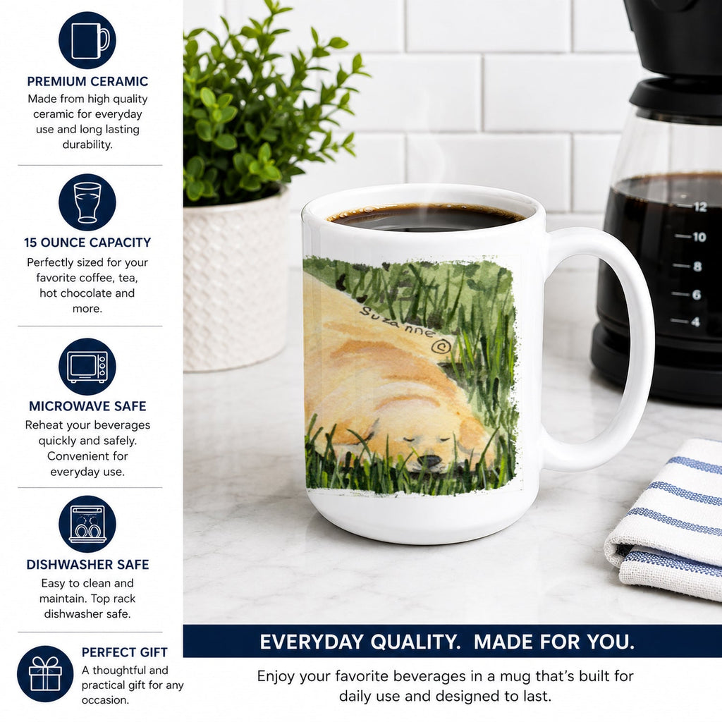 Golden Retriever Ceramic Coffee Mug 15 oz Decorative Large C Handle Mug Cup for Tea, Cocoa Hot Chocolate