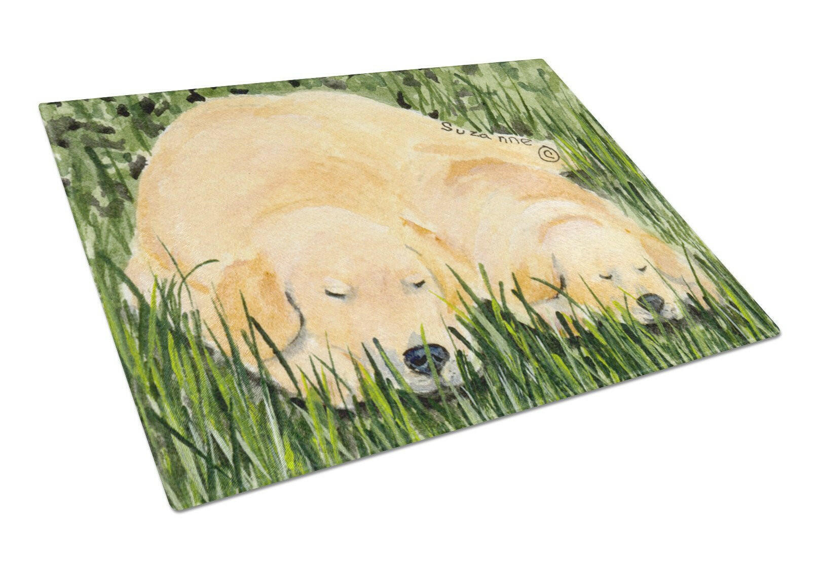 Golden Retriever Cutting Board Tempered Glass Kitchen Cutting Surface, Heat Resistant Chopping, Non-Slip Feet, Food Prep & Serving