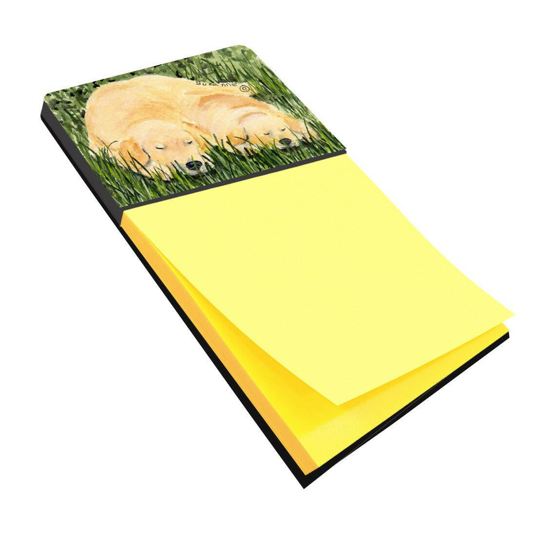 Golden Retriever Watercolor Sticky Note Holder Refillable Dispenser Desk Accessory 3x3 Pad Gift