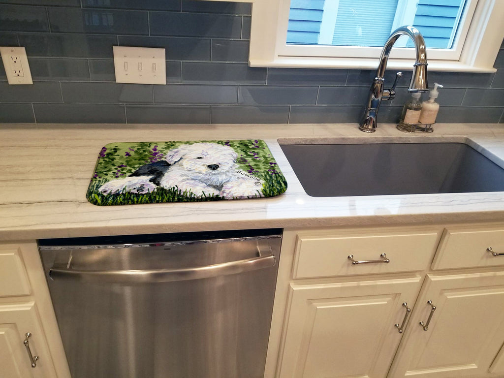 Old English Sheepdog Dish Drying Mat Absorbent Dish Drying Mat Pad for Kitchen Counter Dish Drainer Mat for Countertop, 14 x 21", Multicolor