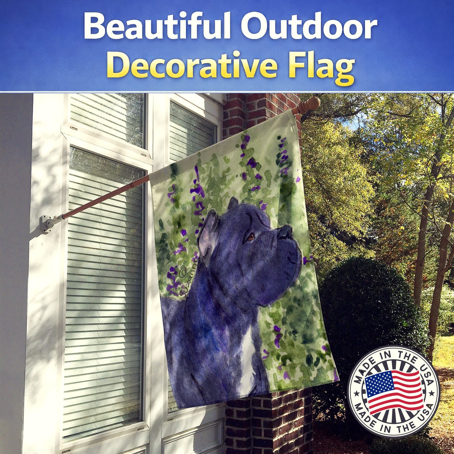 Cane Corso House Flag 28x40 Porch Sleeve Pole Decorative Outside Yard Banner Artwork Wall Hanging, Polyester