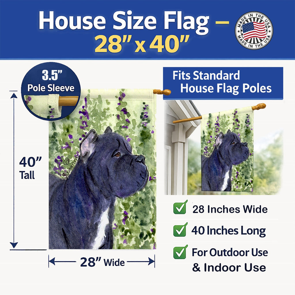 Cane Corso House Flag 28x40 Porch Sleeve Pole Decorative Outside Yard Banner Artwork Wall Hanging, Polyester