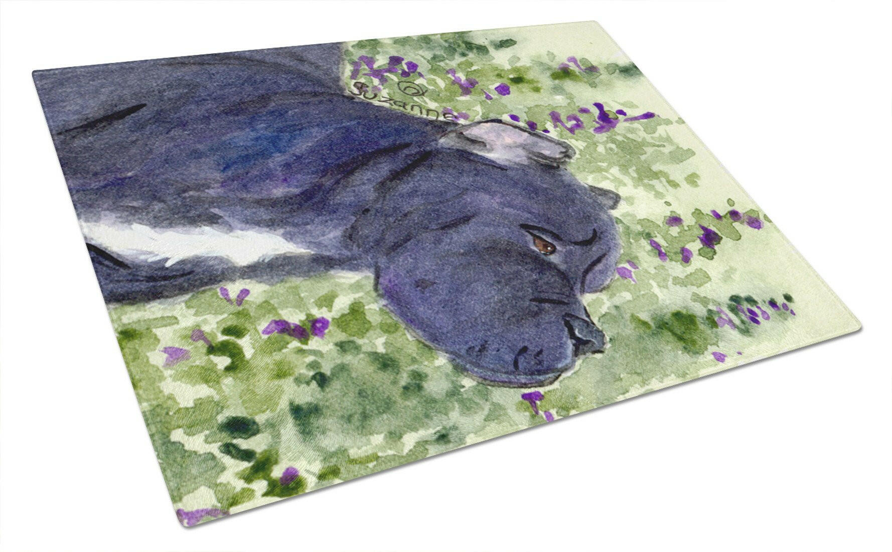 Cane Corso Cutting Board Tempered Glass Kitchen Cutting Surface, Heat Resistant Chopping, Non-Slip Feet, Food Prep & Serving