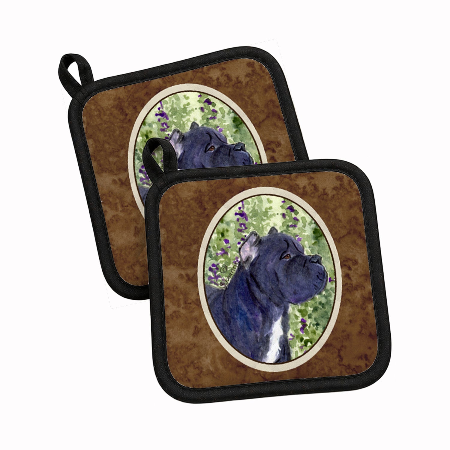 Cane Corso Pot Holder Set of 2 Heat Resistant Quilted Hot Pads 7.5 x 7.5 Inch, Insulated Kitchen Trivets for Cooking & Baking