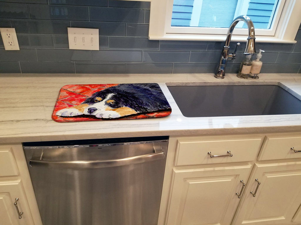 Bernese Mountain Dog Dish Drying Mat Absorbent Dish Drying Mat Pad for Kitchen Counter Dish Drainer Mat for Countertop, 14 x 21", Multicolor