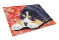 Bernese Mountain Dog Cutting Board Tempered Glass Kitchen Cutting Surface, Heat Resistant Chopping, Non-Slip Feet, Food Prep & Serving