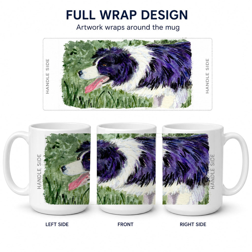 Border Collie Ceramic Coffee Mug 15 oz Decorative Large C Handle Mug Cup for Tea, Cocoa Hot Chocolate