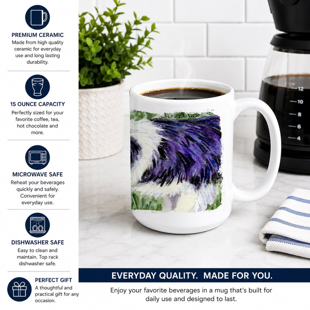 Border Collie Ceramic Coffee Mug 15 oz Decorative Large C Handle Mug Cup for Tea, Cocoa Hot Chocolate